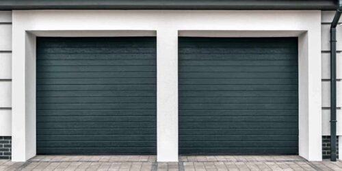 double modern closed garage door