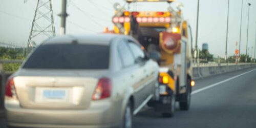 Towing a trailer on the highway. Towing a trailer on the highway.