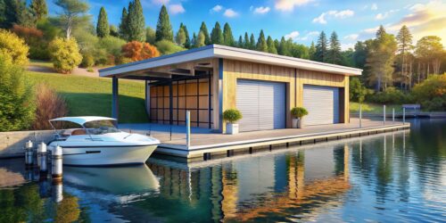 Boat Garage on Water - Modern Dockside Storage Boat Garage on Water - Modern Dockside Storage