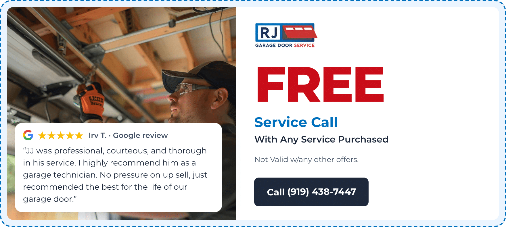 rj coupon free service call RJ Garage Door Service